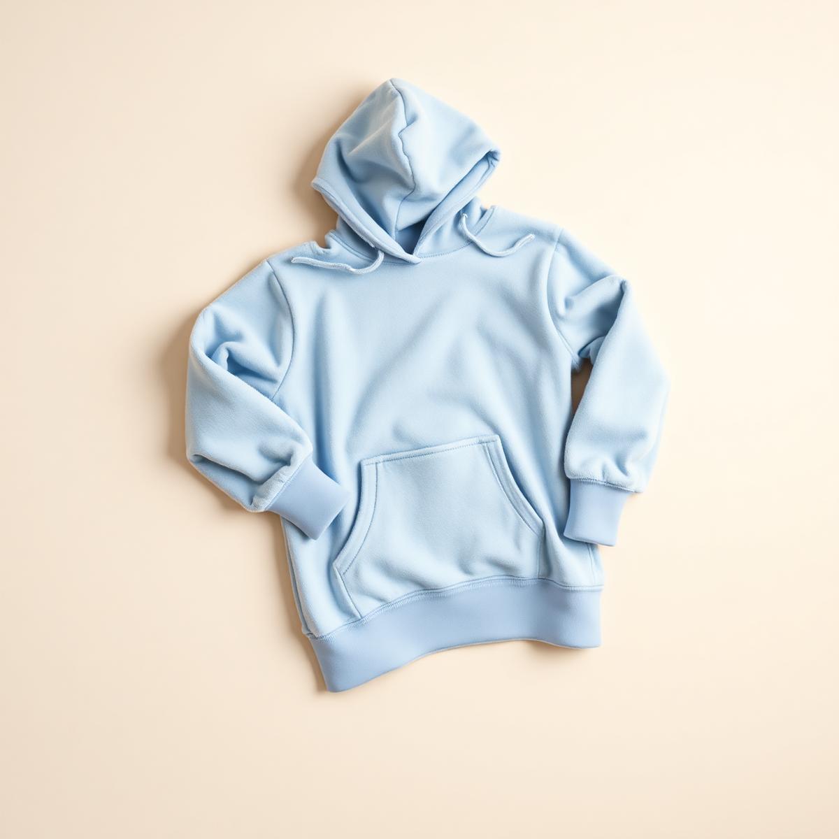 Snuggle Hoodie Blanket in periwinkle laid flat showing hood and pocket